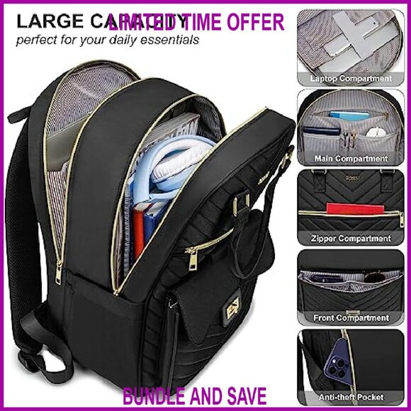 17.3in Laptop Backpack with USB Port, 20 Pockets, Water-Resistant Travel Bag main image 4